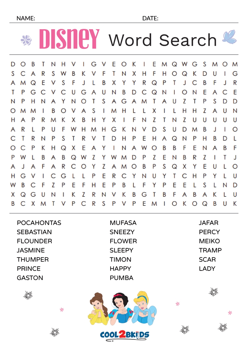Disney Word Search Puzzles Printable Word Search Maker