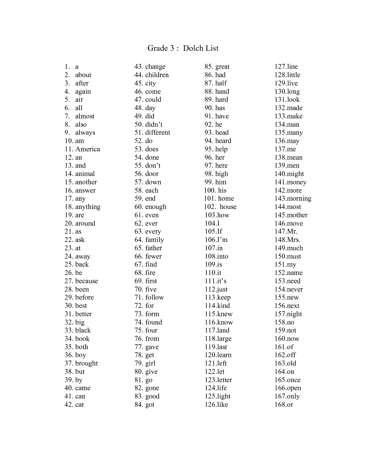 Dolch Sight Word List Printable Printable Word Searches