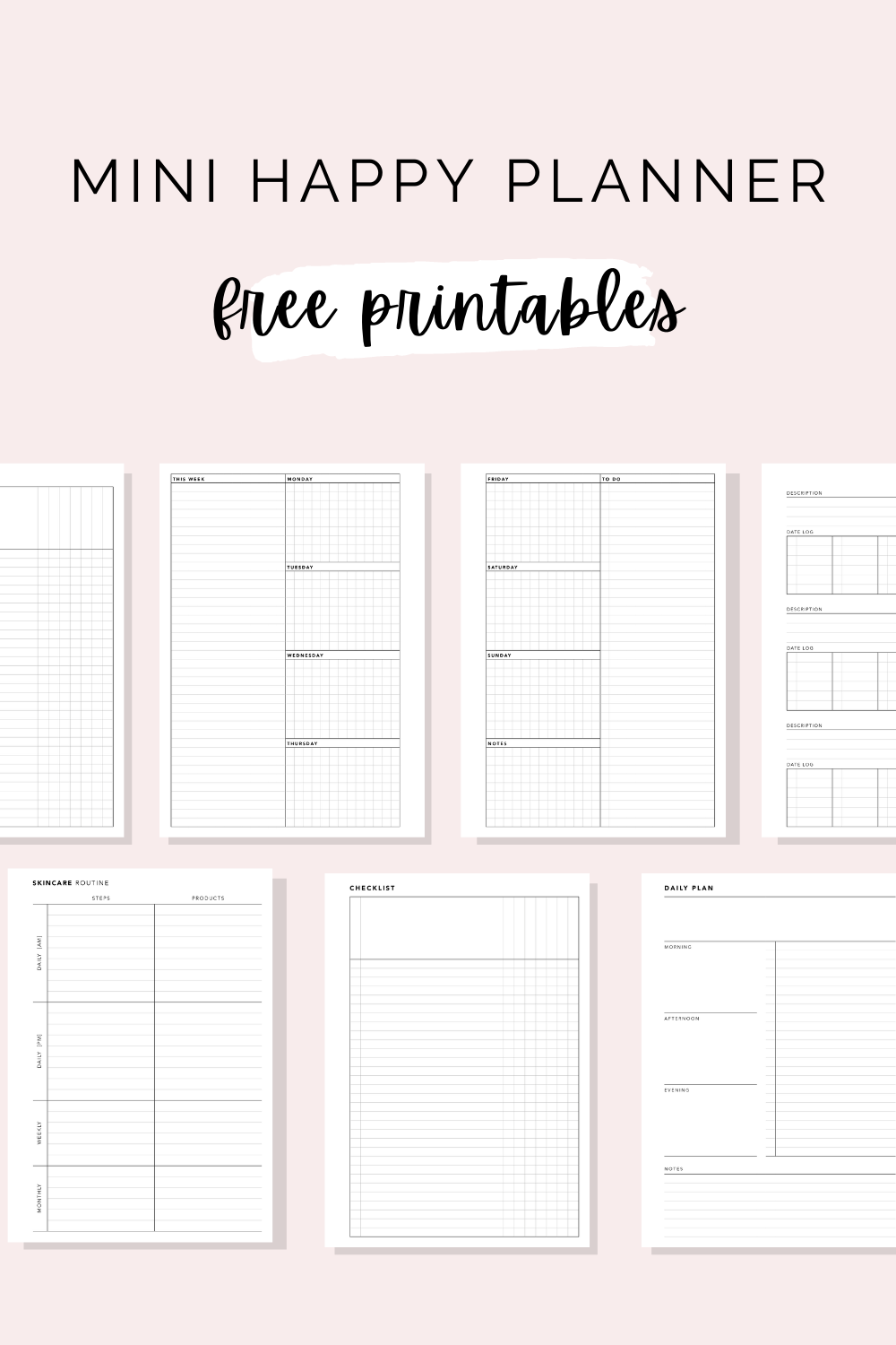 Download FREE Printable Planner Inserts For Mini Happy Planners 
