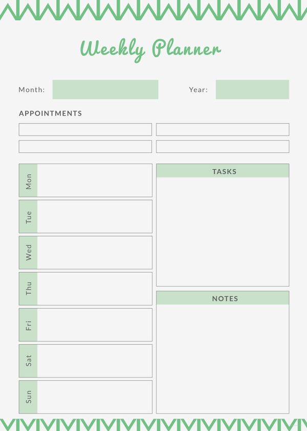 Downloadable Printable Weekly Planner Template Printable Templates Free