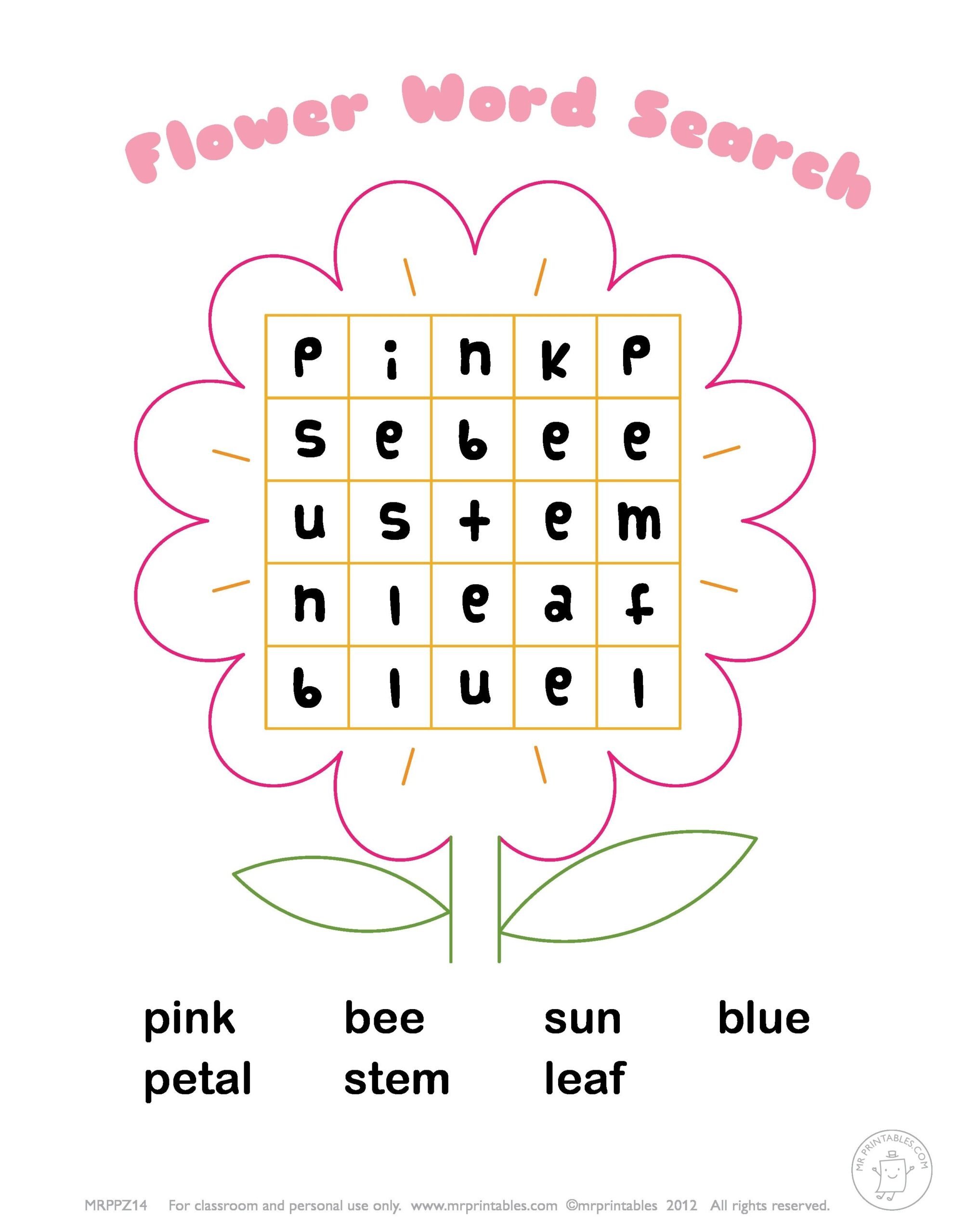 Easy Printable Word Search Puzzles