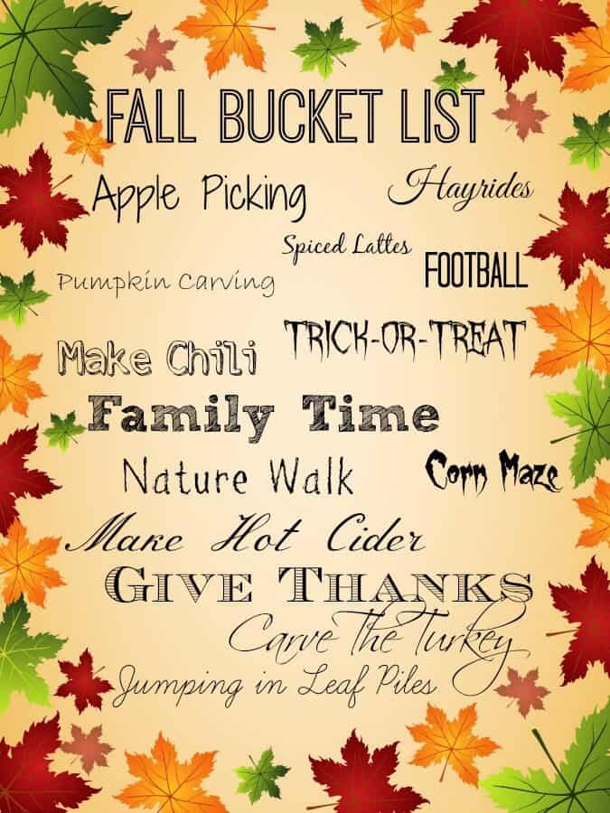 Fall Bucket List Printable