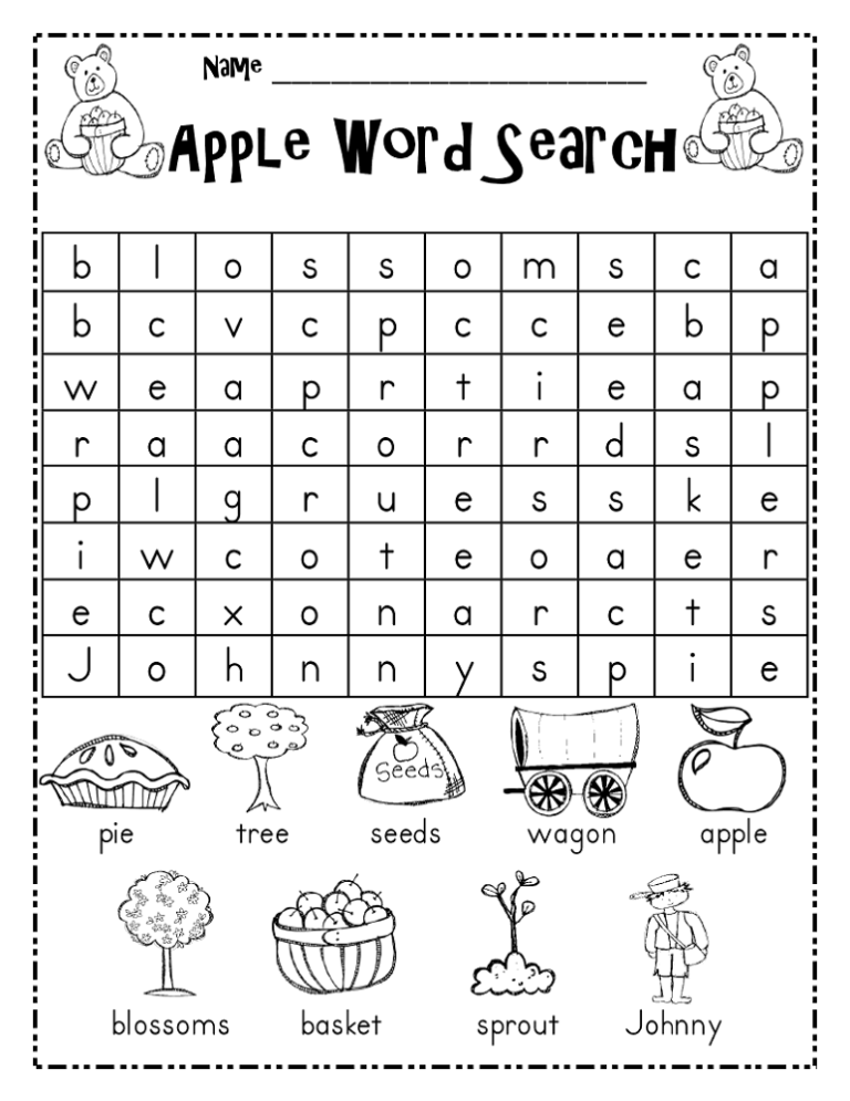 Fall Word Search For Kindergarten Tree Valley Academy Worksheets 