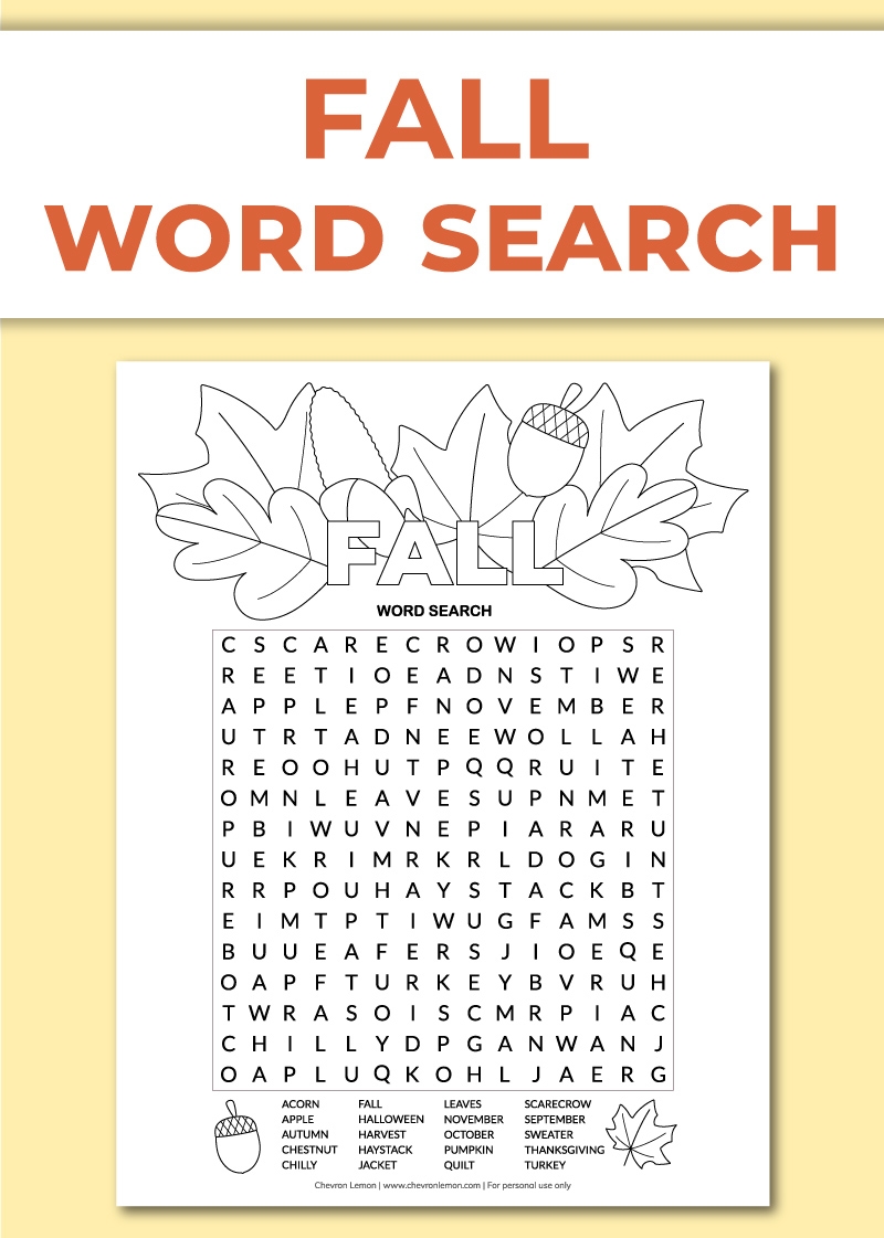 Fall Word Search Printable Pdf Word Search Maker