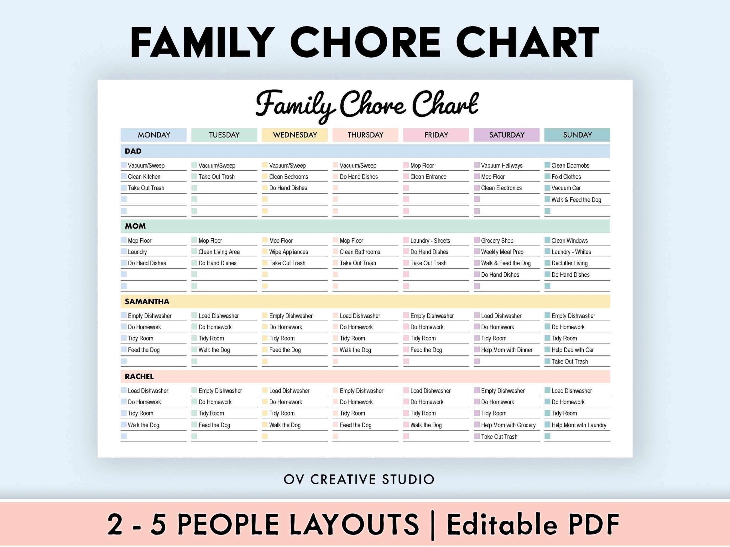 Family Chore Chart Printable Chore Checklist Family 43 OFF