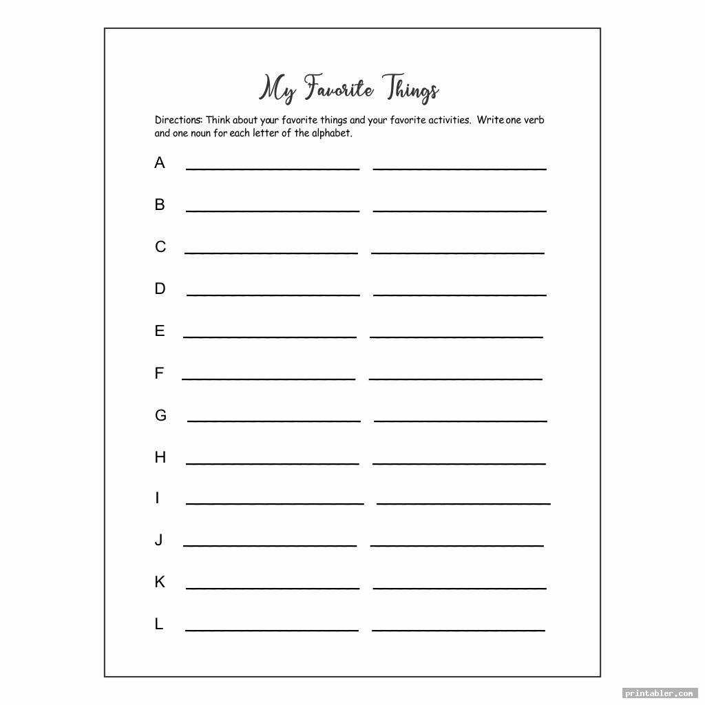Favorite Things List Printable Printable Word Searches