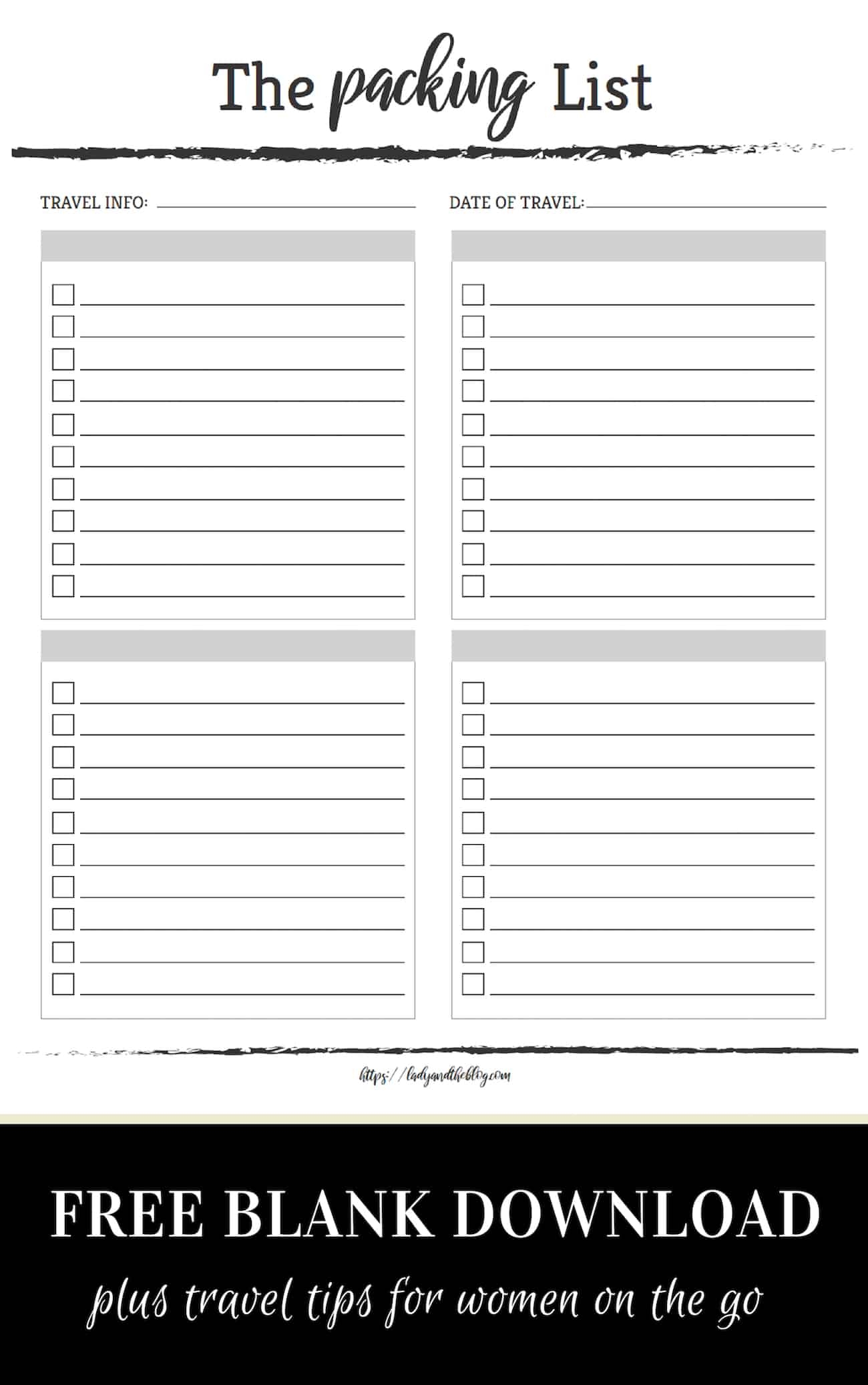 Fill In The Blank Printable Travel Packing List Checkboxes And Ready 