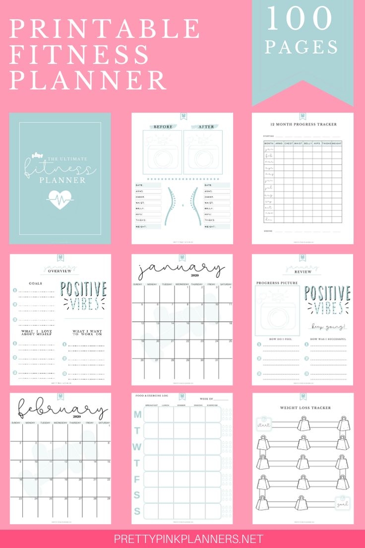 Fitness Planner Printable Printable Calendars AT A GLANCE