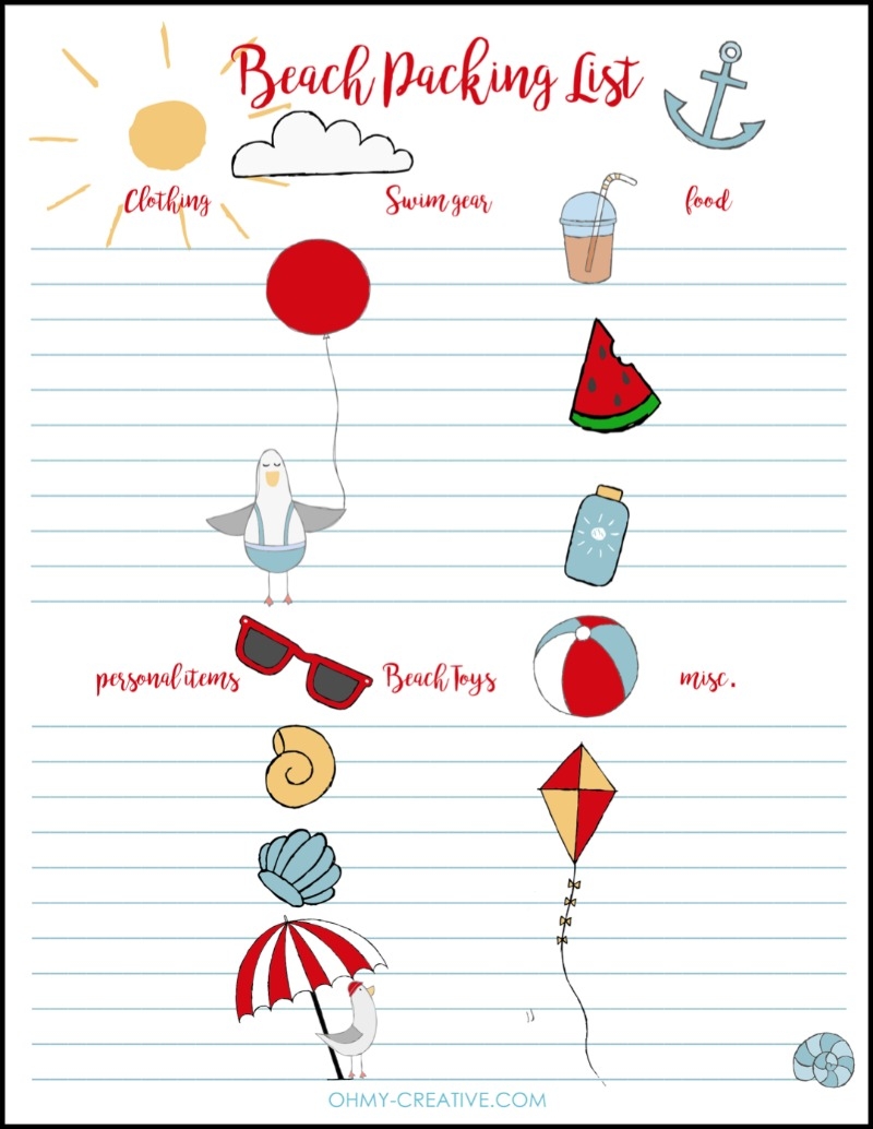 Free Beach Packing List Printable Oh My Creative