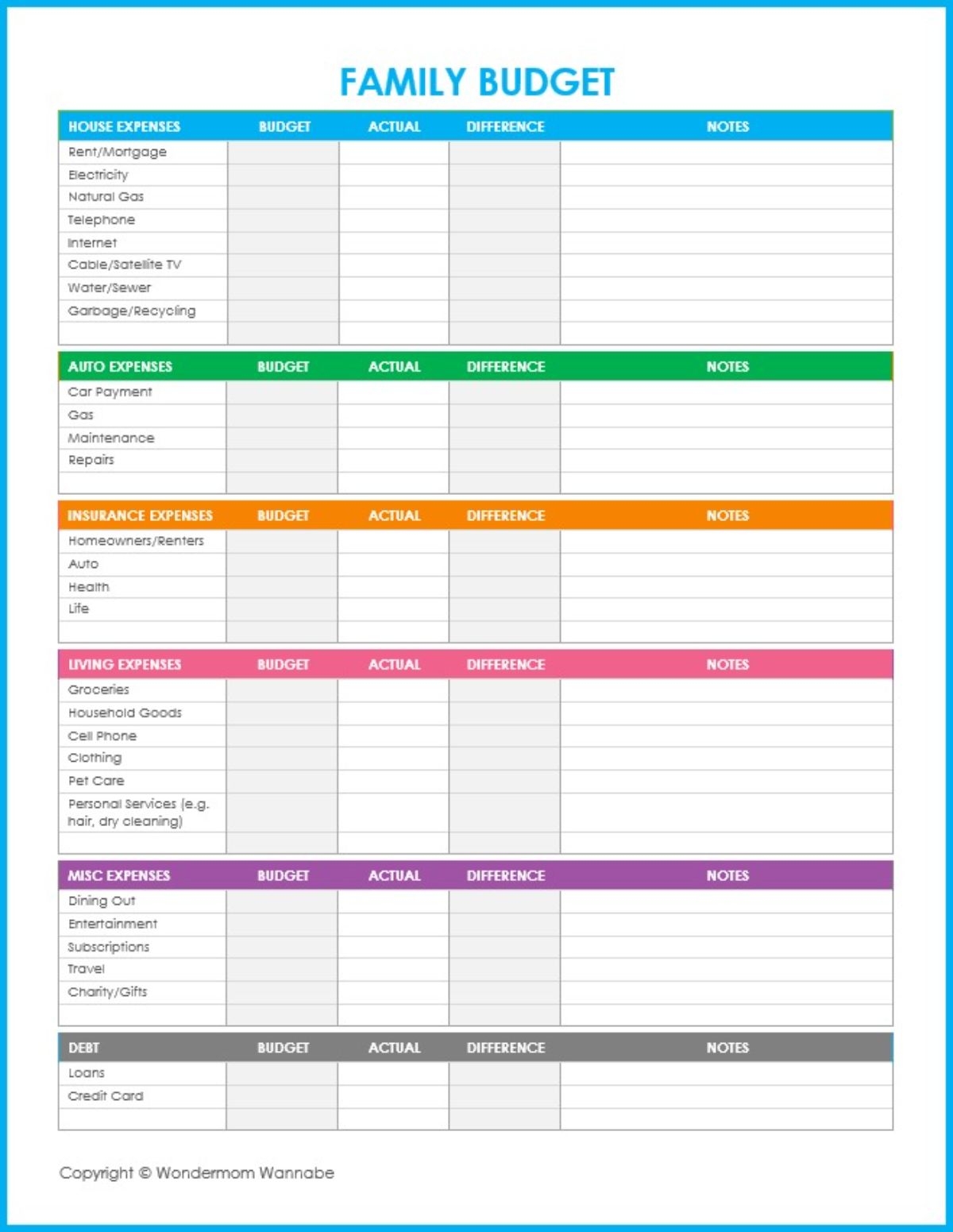 Free Budget Worksheet Printable Download Free Budget Worksheet 