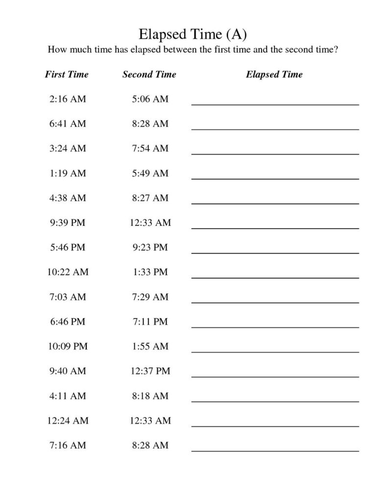 Free Elapsed Time Worksheets Grade 5 Time Worksheets