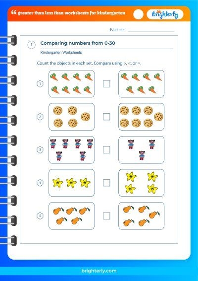 Free Greater Than Less Than Worksheets Kindergarten PDFs 