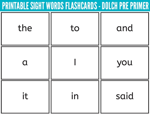 Free Kindergarten Sight Words Printable Flashcards Download Free 