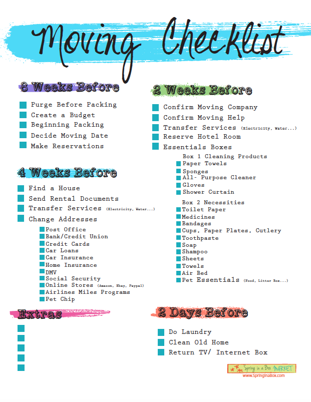 Free Moving Checklist