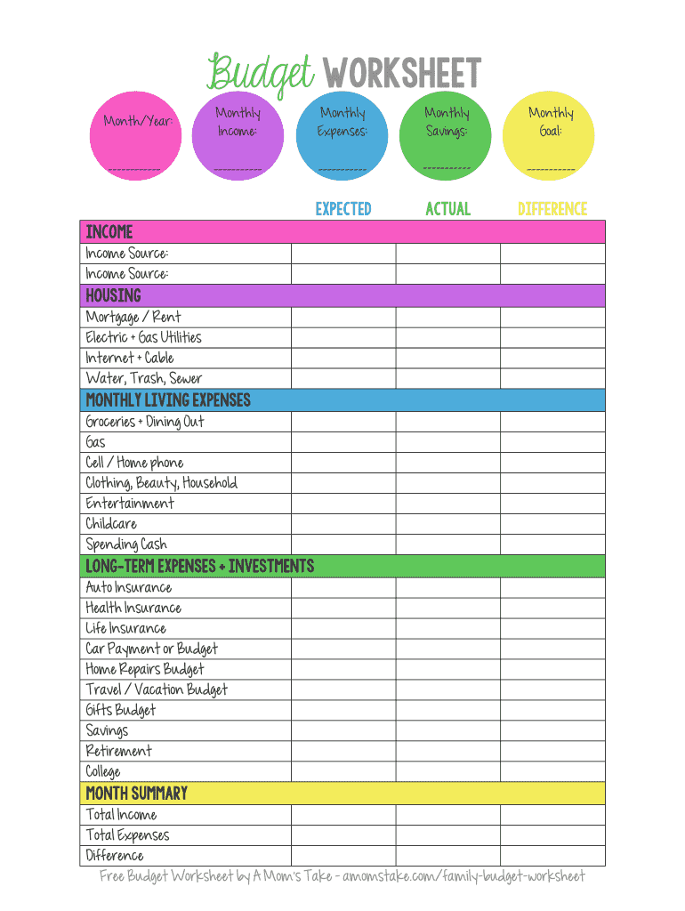 Free Online Budget Worksheet Printable Worksheets