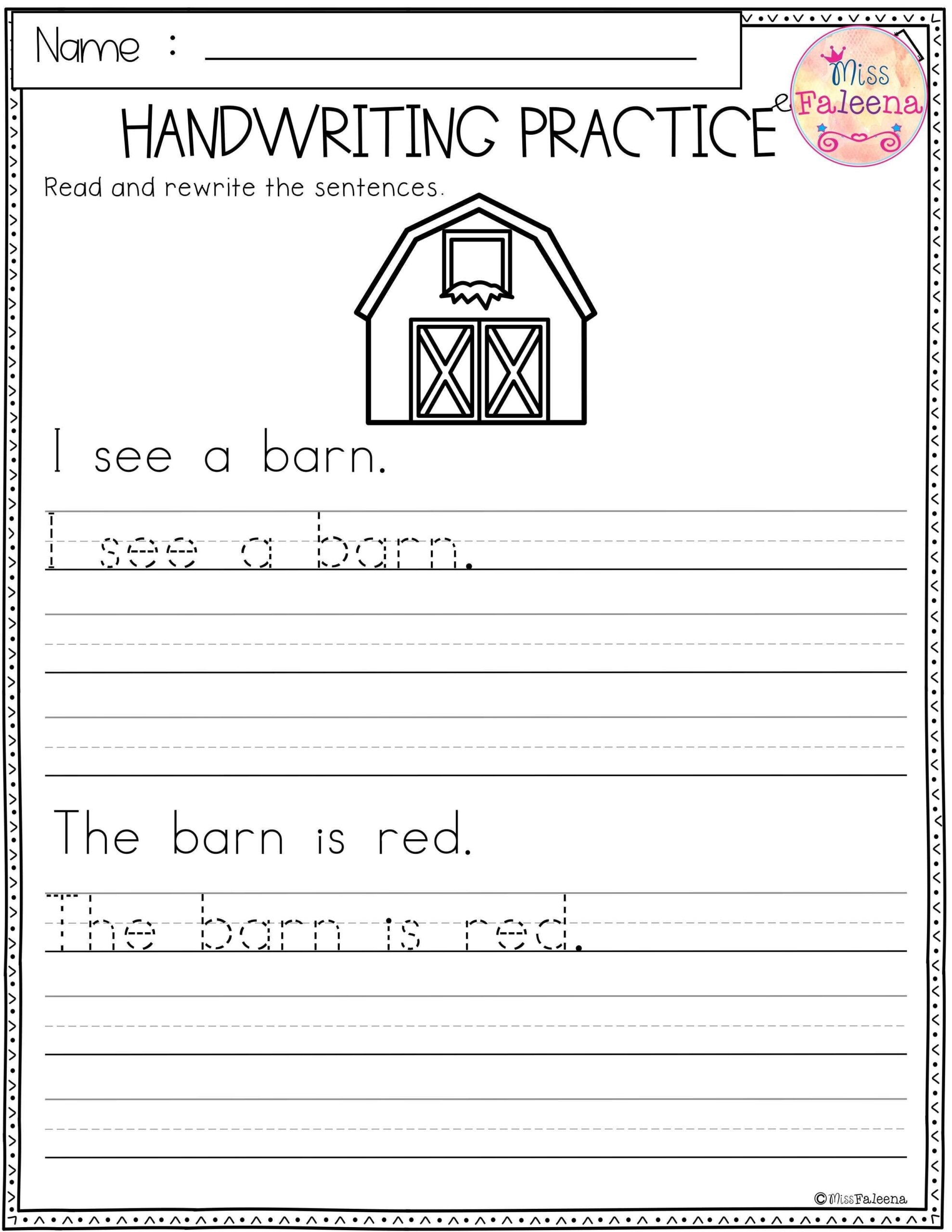Free Printable 1st Grade Handwriting Worksheets Learning How To Read 
