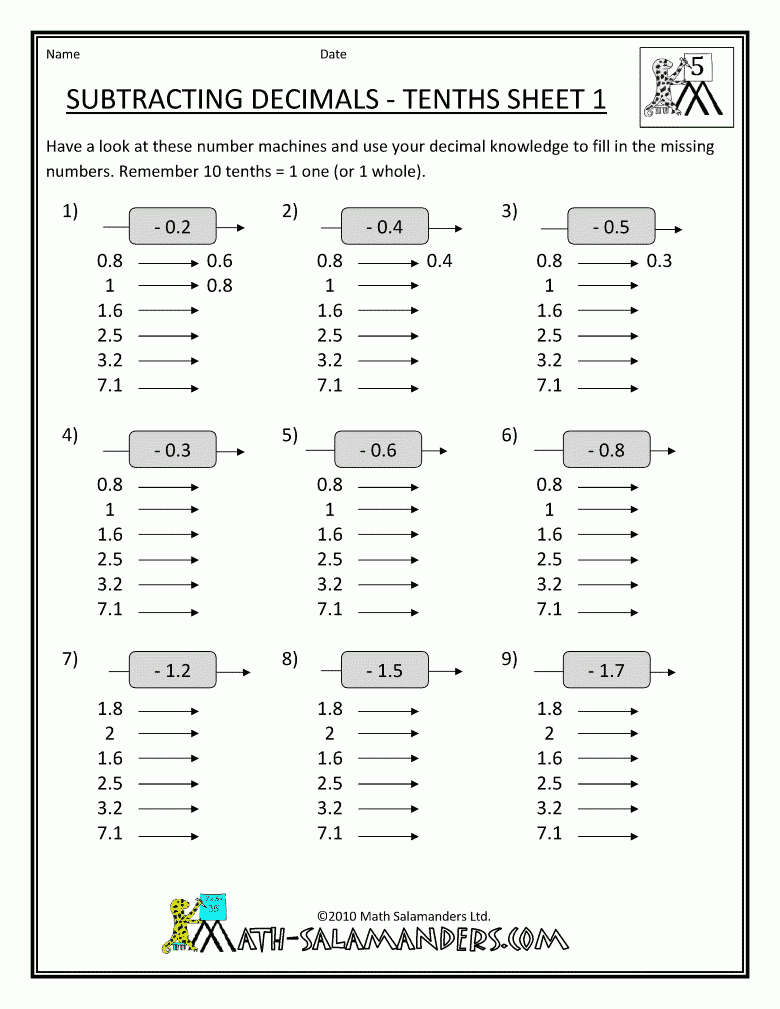 Free Printable 5th Grade Math Worksheets Printable Worksheets