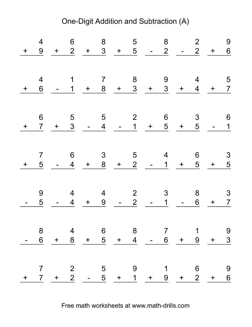 Free Printable Addition And Subtraction Worksheets Free Printable