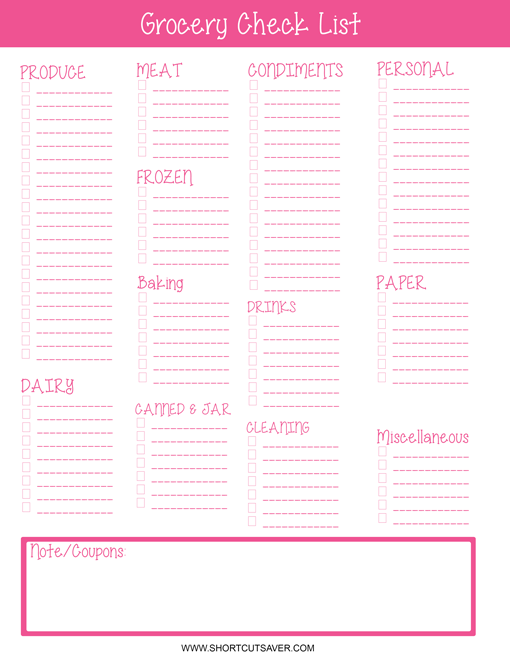 FREE Printable Blank Grocery Shopping List Shopping List Grocery 