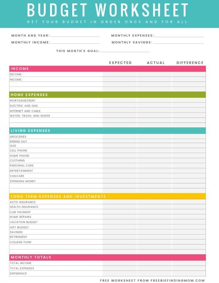 Free Printable Budget Worksheets 54 Printable PDF Template
