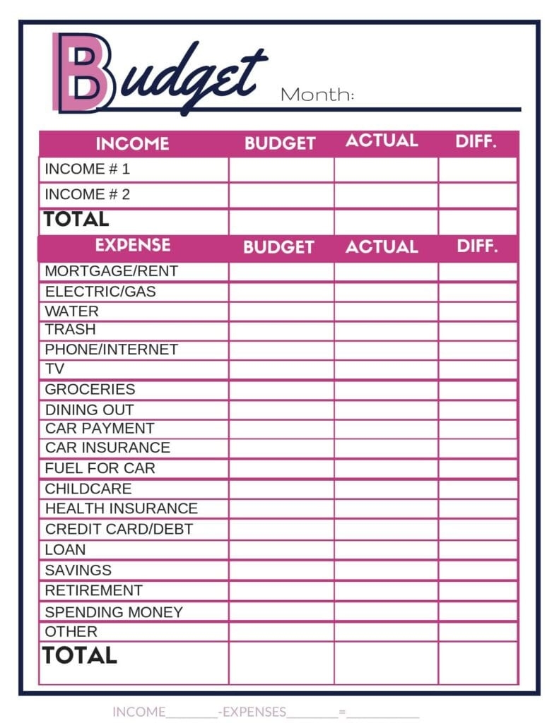 Free Printable Budget Worksheets Printable Worksheets
