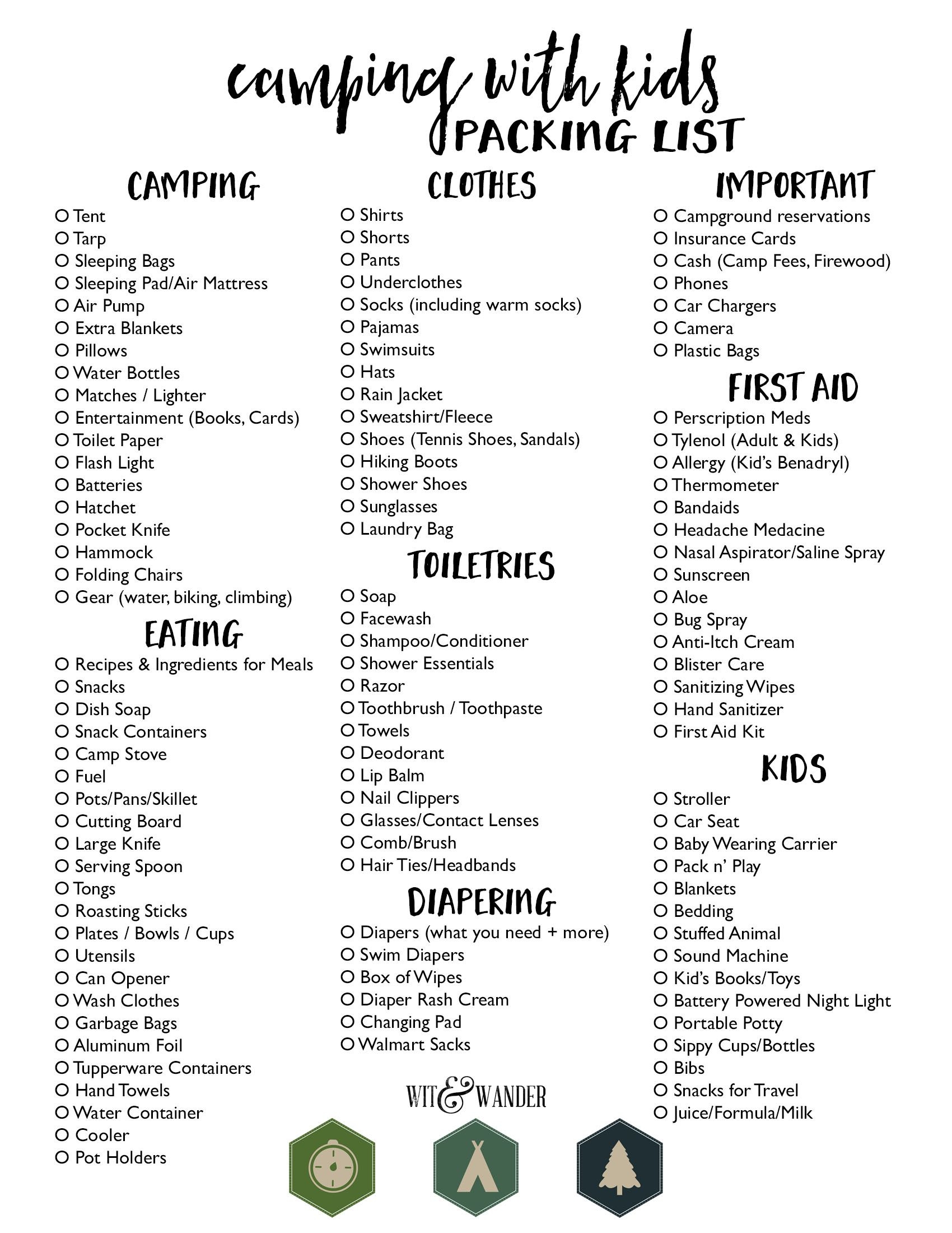 Free Printable Camping Pack List Camping Packing List Vrogue co