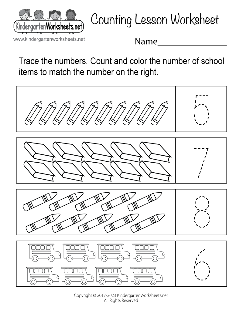 Free Printable Counting Lesson Worksheet