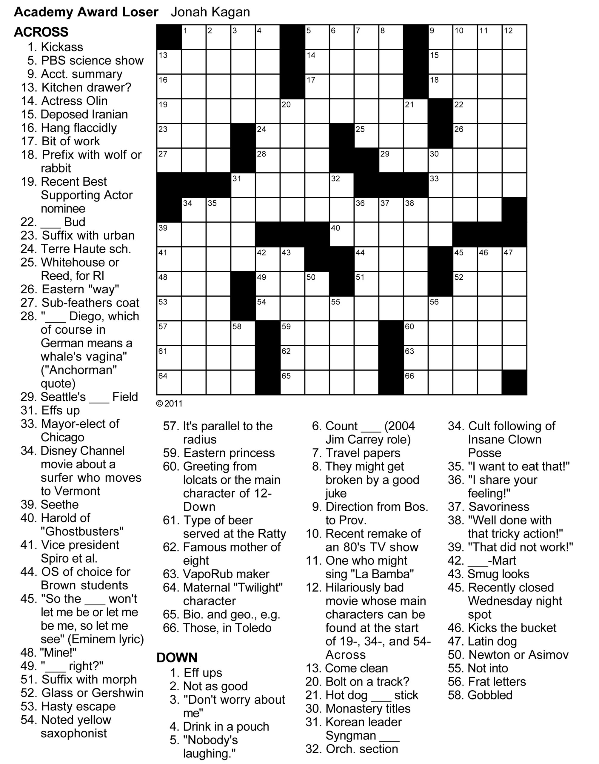 Free Printable Cross Word Puzzles