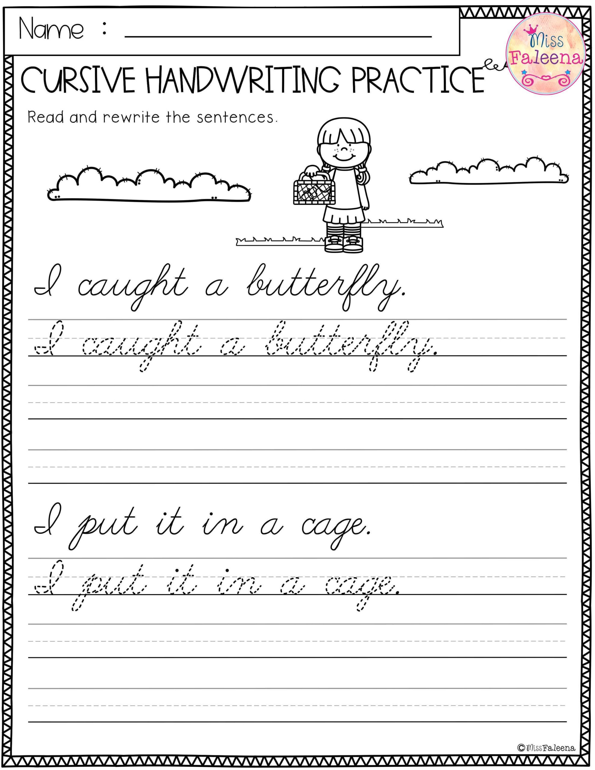 Free Printable Cursive Worksheets Printable Worksheets