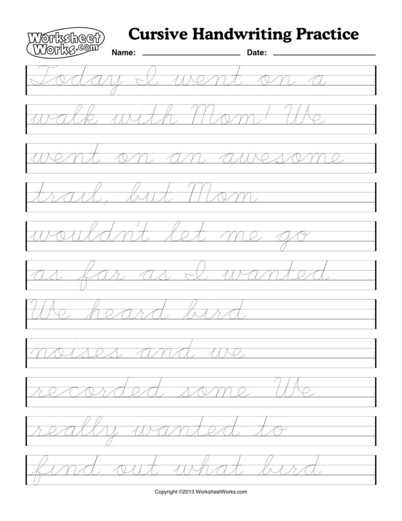 Free Printable Cursive Writing Worksheets For 4Th Grade Printable 