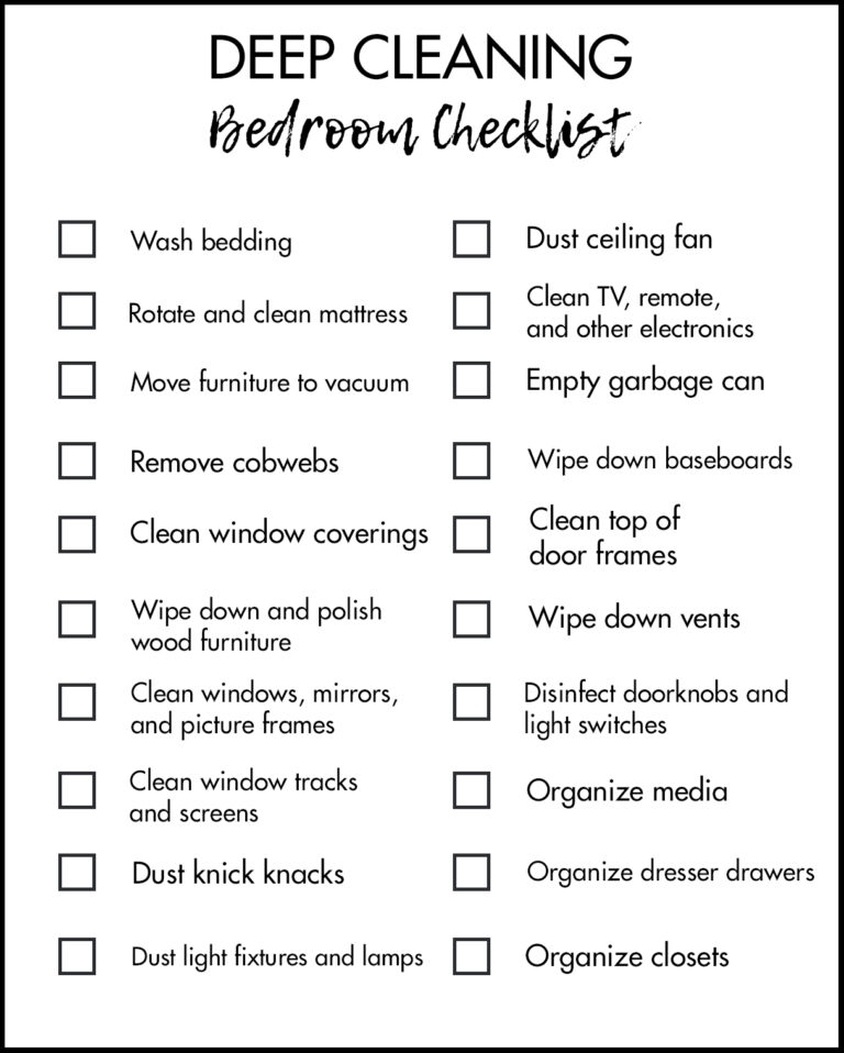 Free Printable Deep Cleaning List