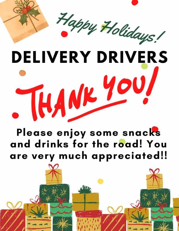 FREE Printable Delivery Driver Snack Sign 2 Versions Leap Of Faith 