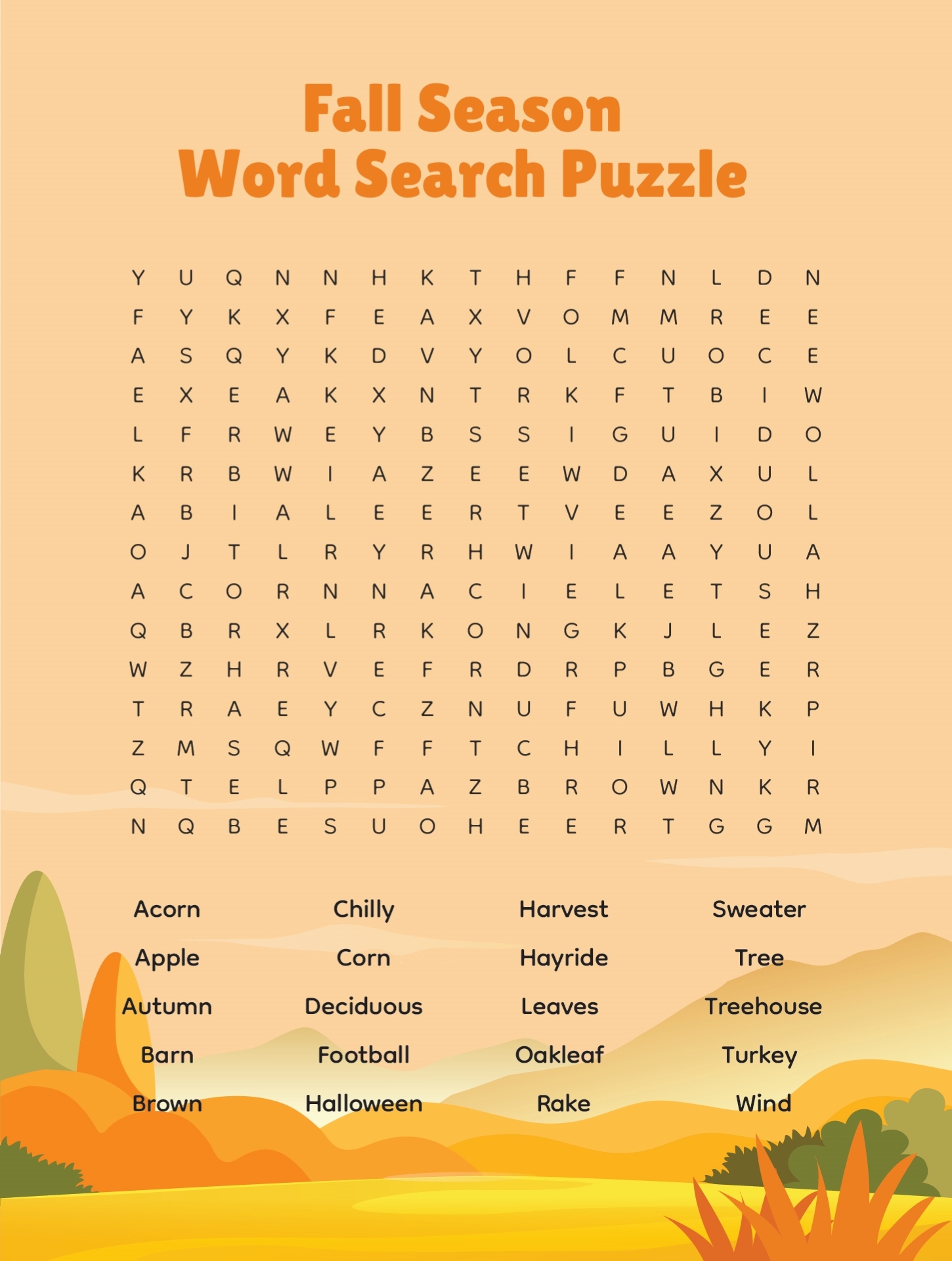 Free Printable Fall Word Searches Word Search Maker