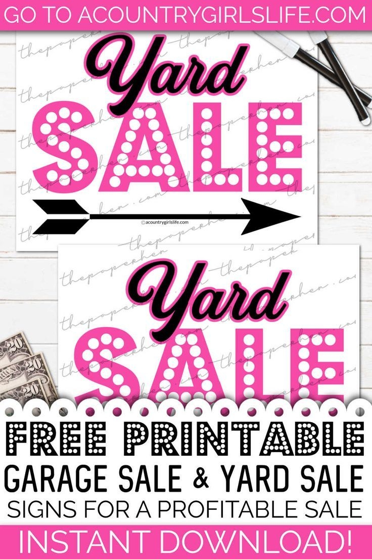 FREE Printable Garage Sale Sign Yard Sale Sign FREE Printable Garage 