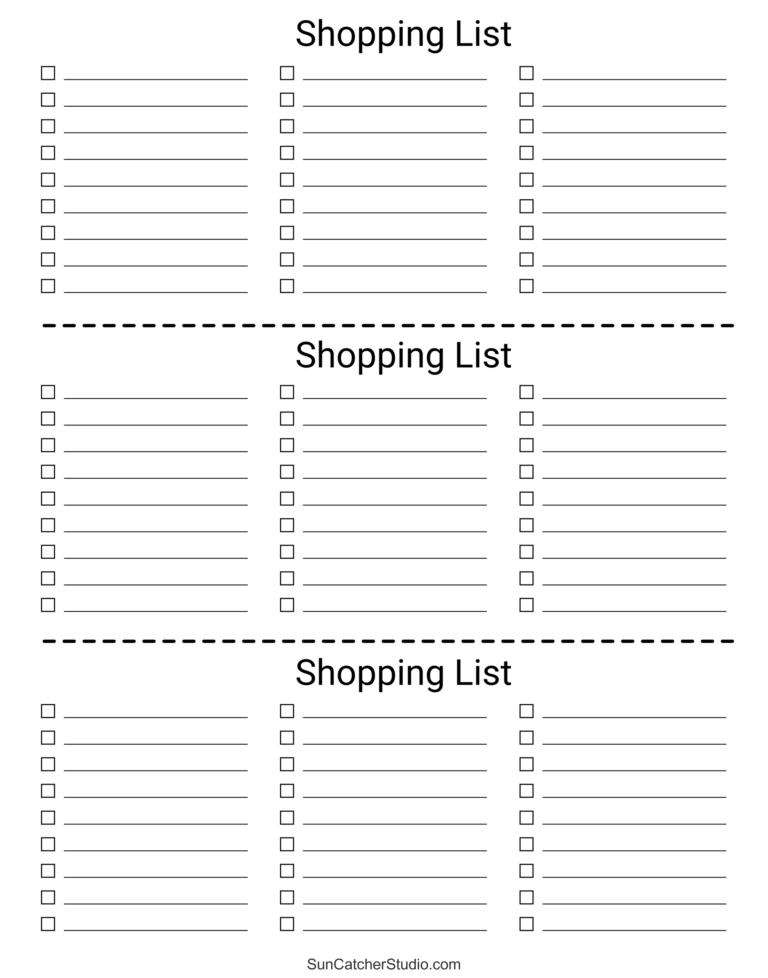 Free Printable Grocery List Templates PDF Shopping Lists DIY 