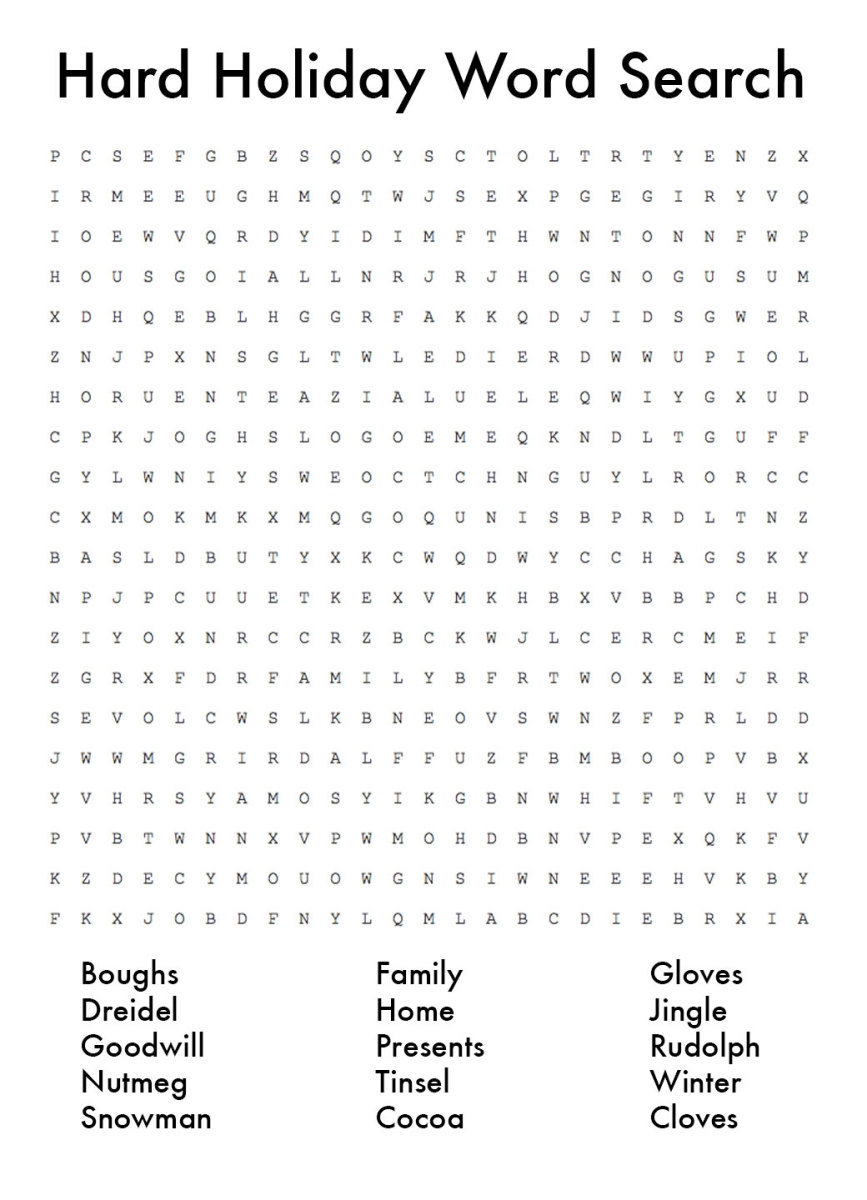 Free Printable Hard Christmas Word Searches Word Search Maker