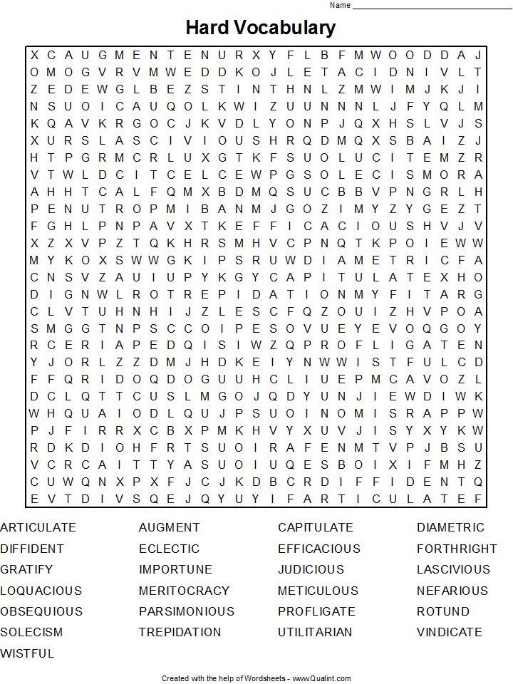 Free Printable Hard Word Searches PrintableTemplates Printable Word 