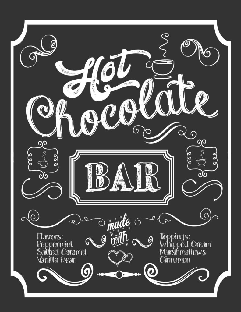 Free Printable Hot Chocolate Bar Sign Template Fillable Form 2023