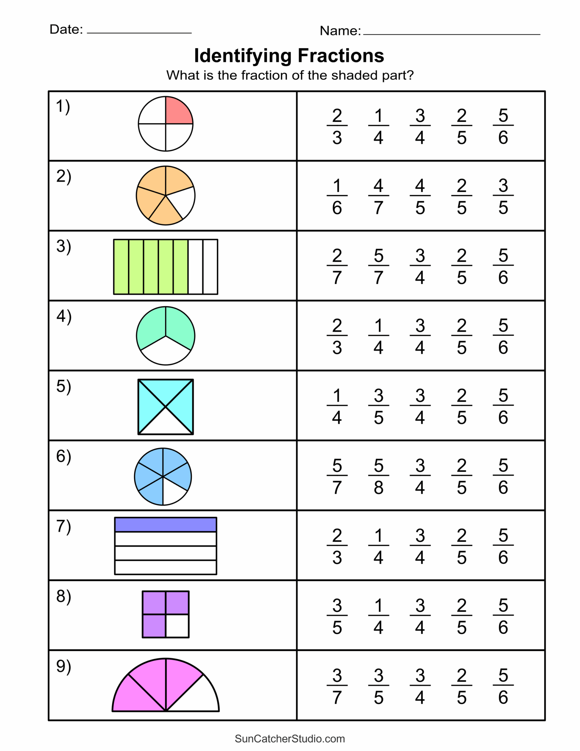 FREE Printable Identifying Fractions Worksheets PDFs Brighterly 