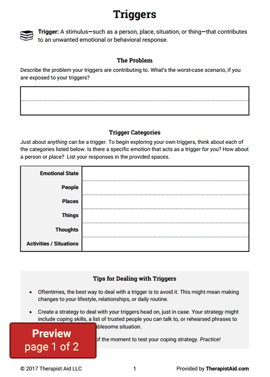 Free Printable Identifying Triggers Worksheets Printable Blank World 