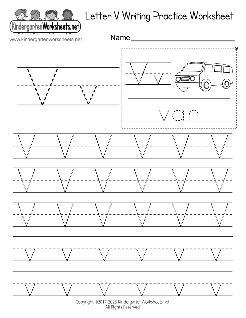 Free Printable Letter V Writing Practice Worksheet