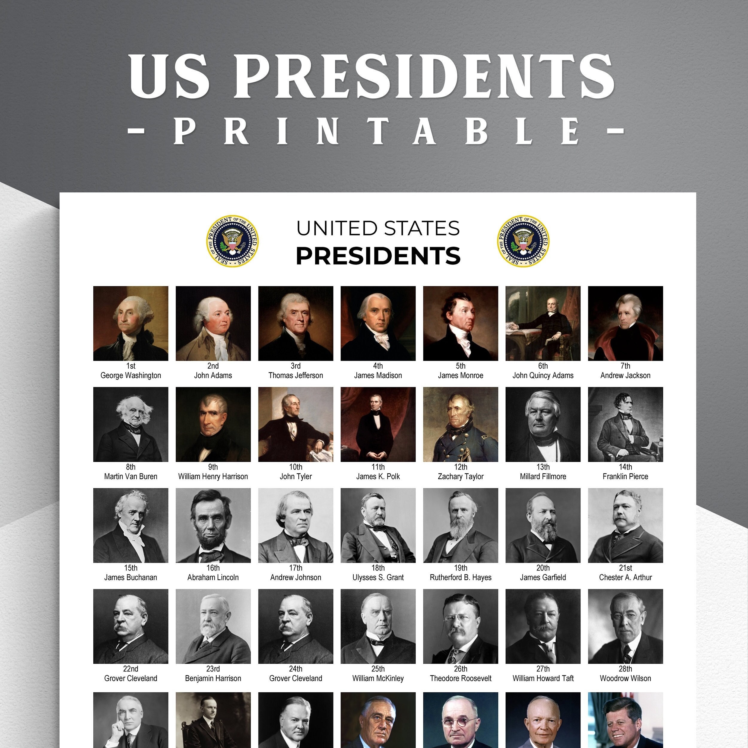 Free Printable List Of Presidents In Order Download Free Printable 