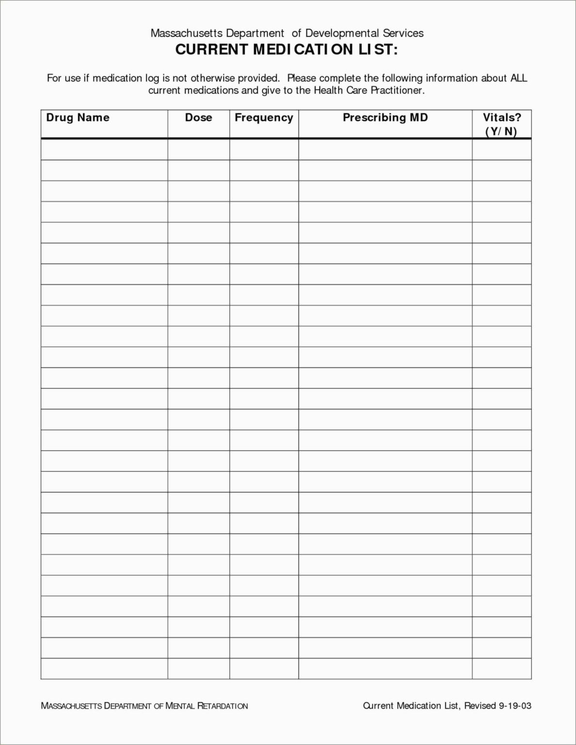 Free Printable Medication List Template Free Printable With Blank 
