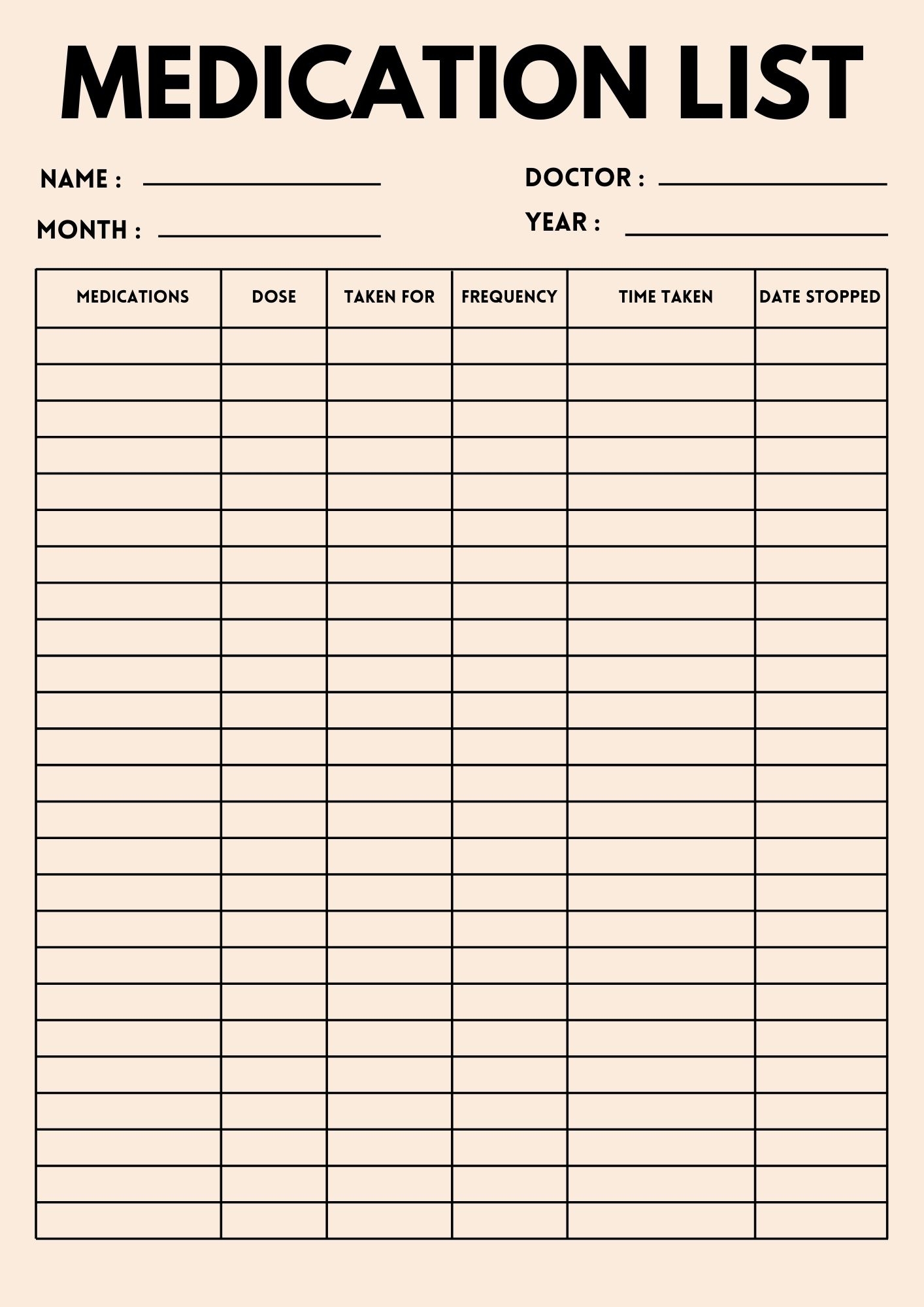 Free Printable Medication List Templates PDF Included Printables Hub