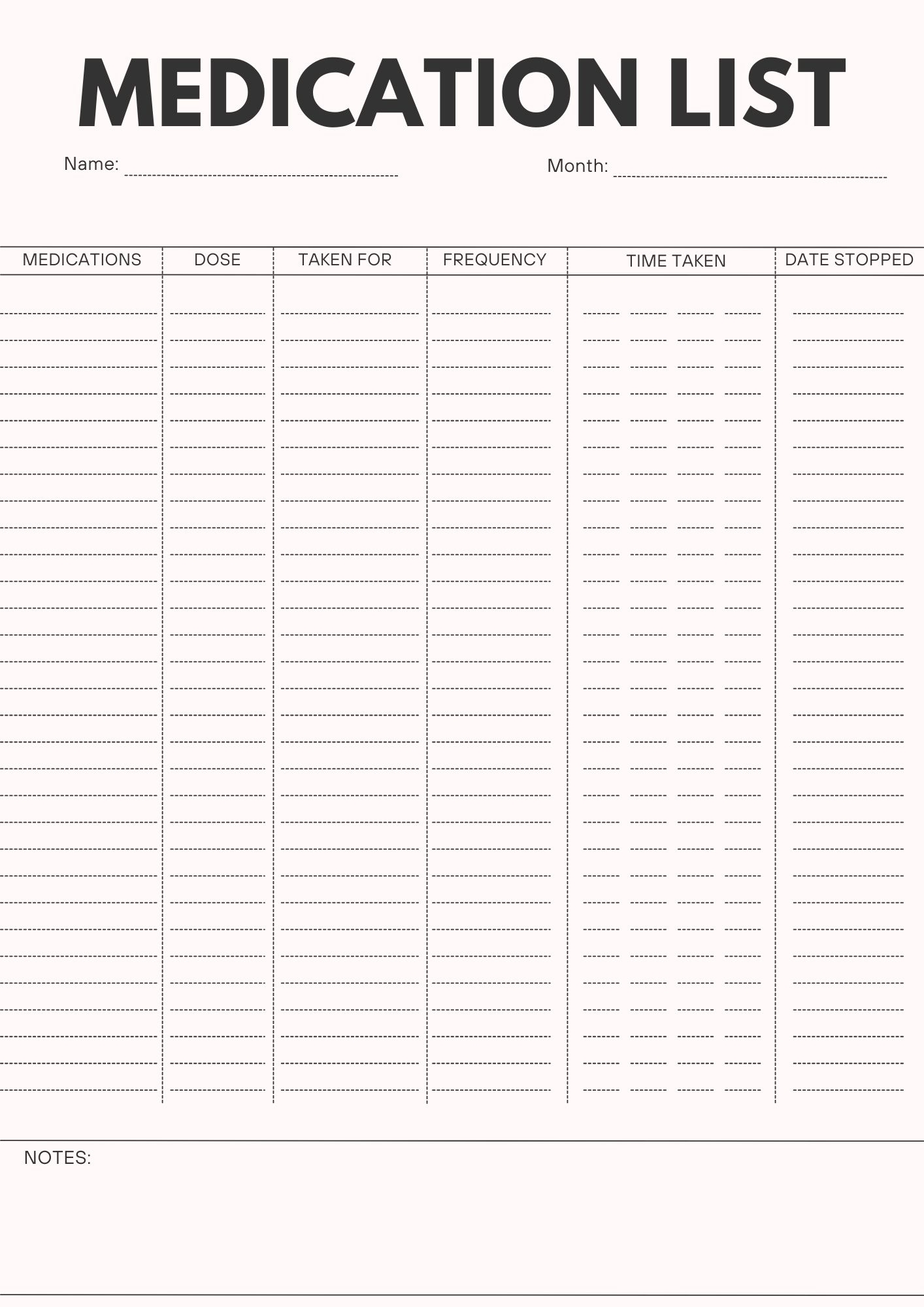 Free Printable Medication List Templates PDF Included Printables Hub