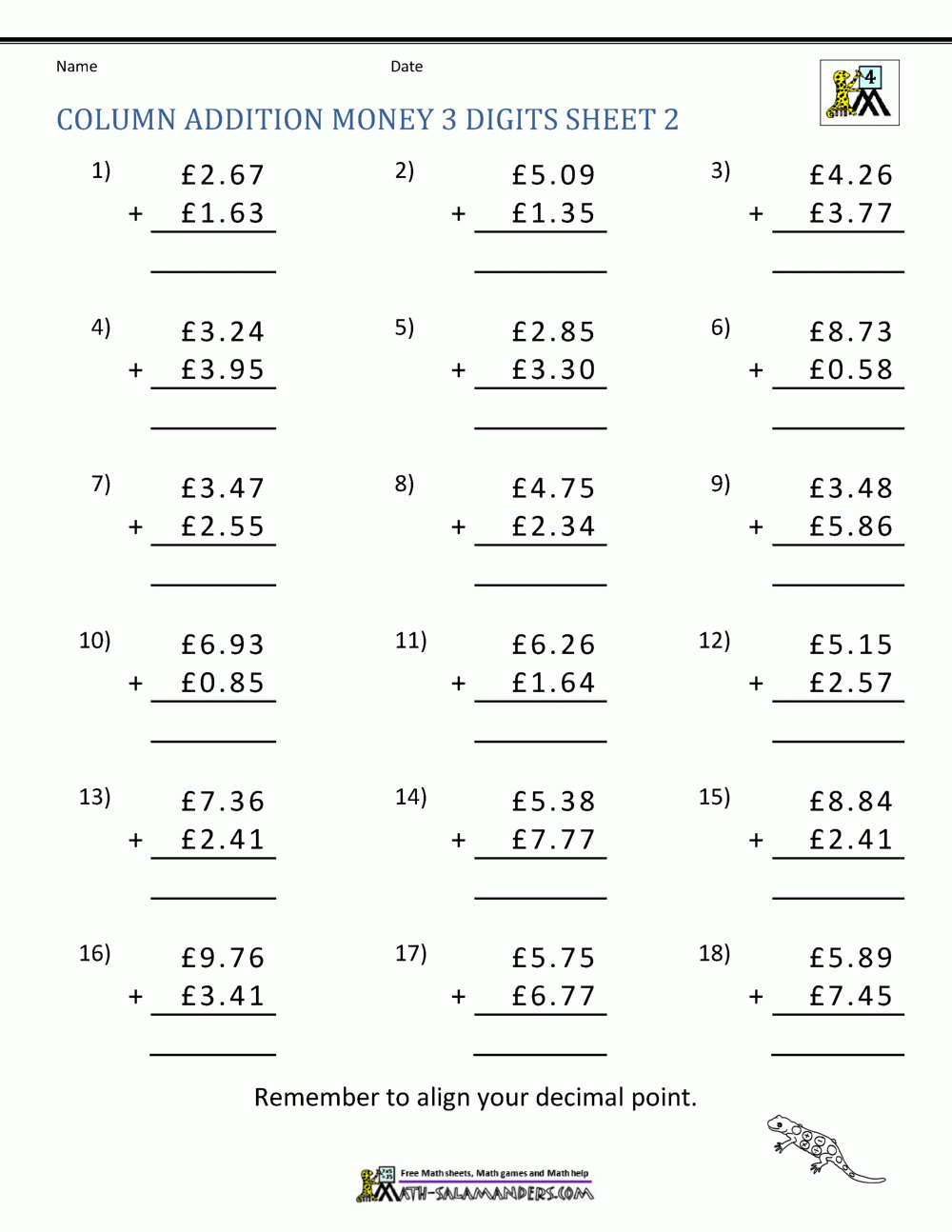 Free Printable Money Worksheets 