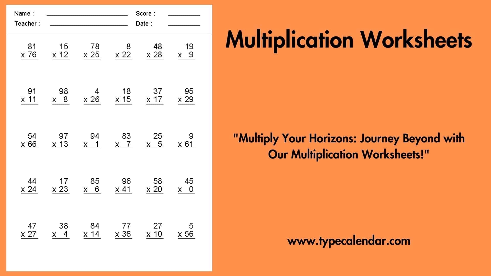 Free Printable Multiplication Worksheets 1 12 With Answers Pdf 