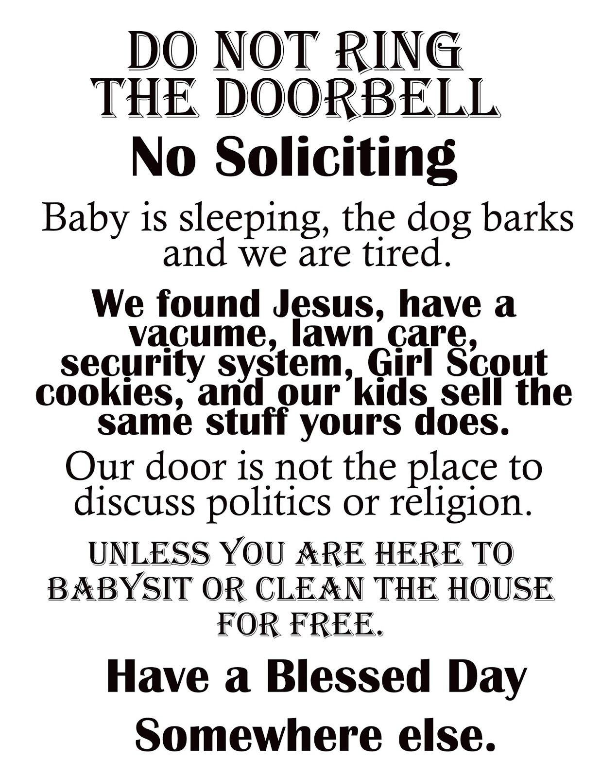 Free Printable No Soliciting Sign Free Printable