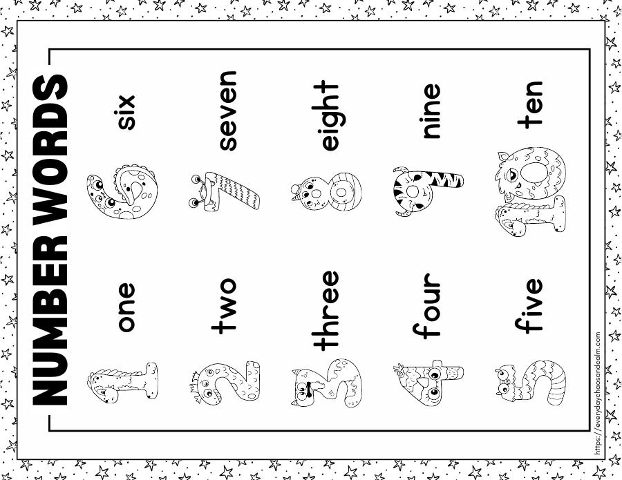 Free Printable Number Word Charts Worksheets Library