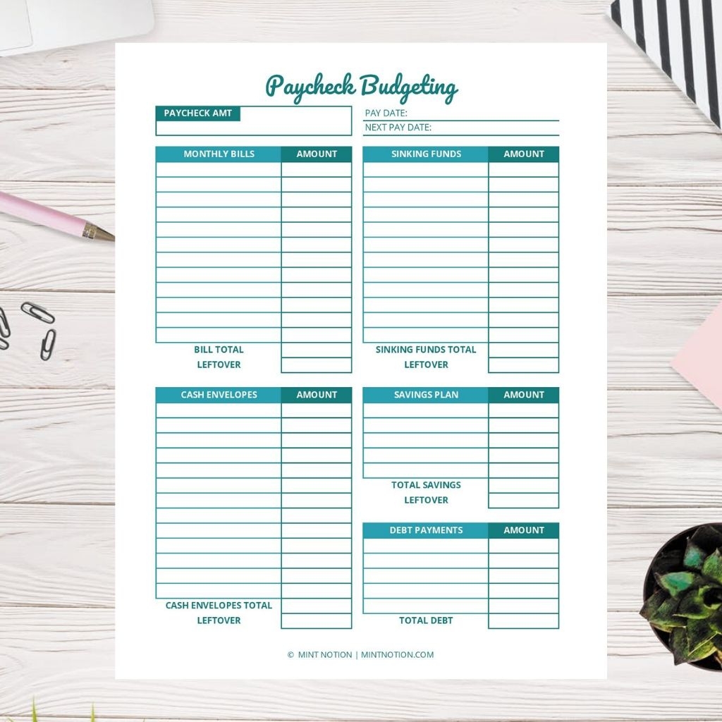Free Printable Paycheck Budget Worksheet Budgeting Worksheets